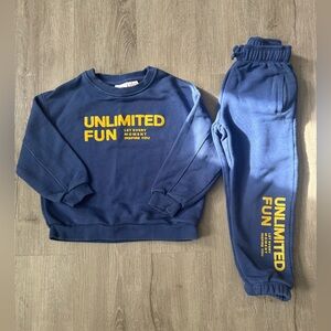 Zara Kids Unlimited Fun Blue Sweatshirt and Joggers Set